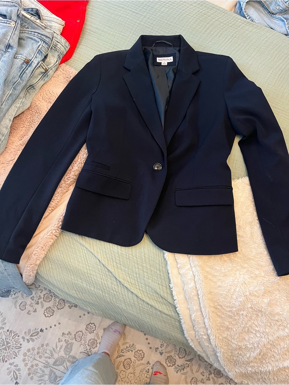 Merona Navy Tailored Single-Button Blazer